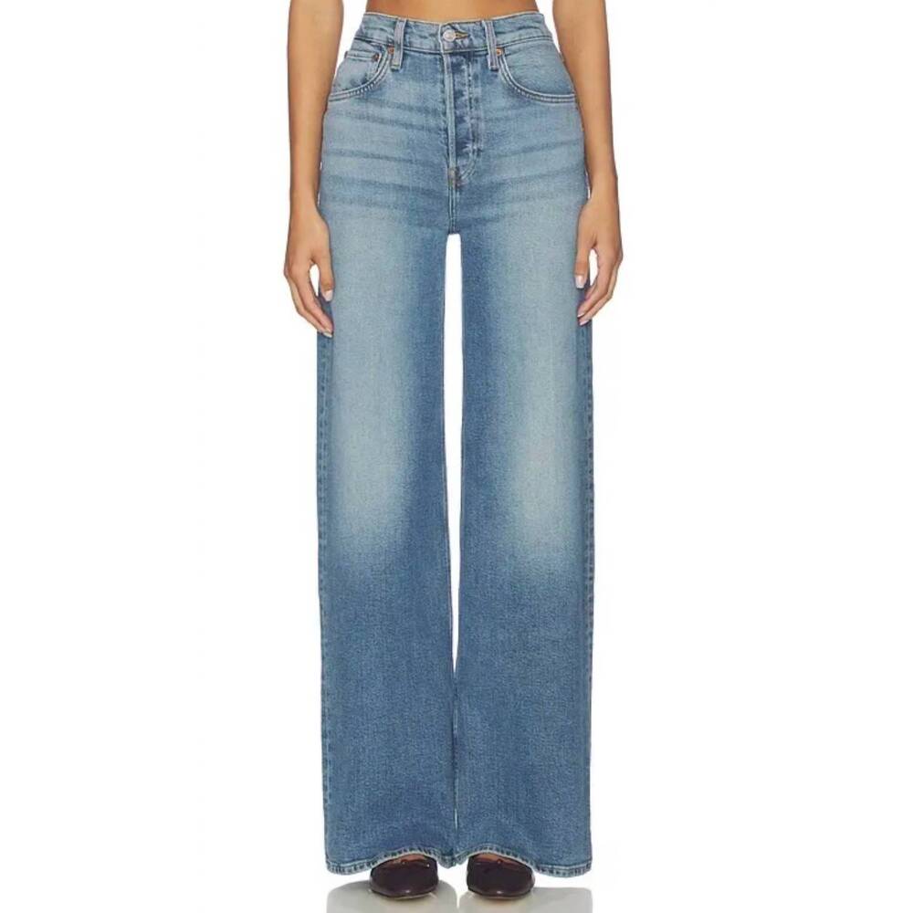 NEW RE/DONE high rise wide leg jeans in shadow